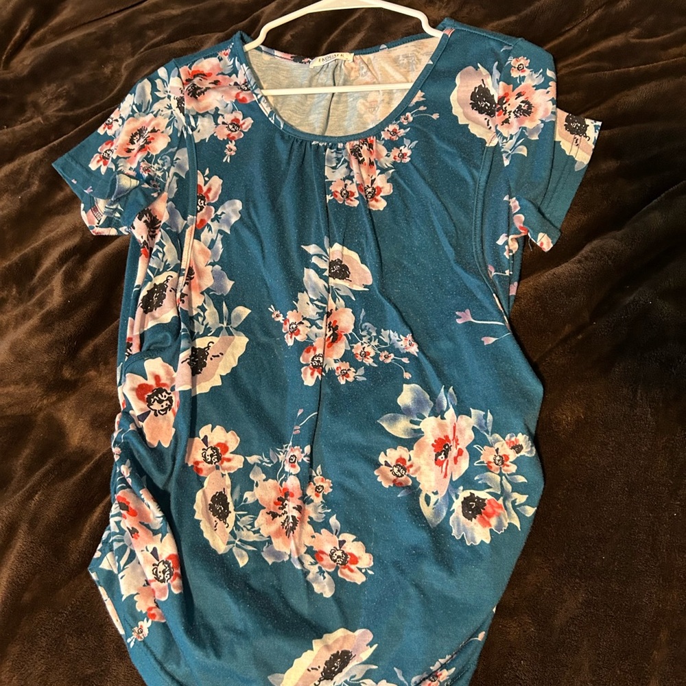 Floral Print Blue Nursing Top